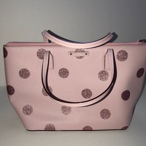 Small Lt. Pink Kate Spade Bag w. Pink Glitter Dots